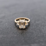 Emerald Three Stone Lab Diamond Engagement Ring